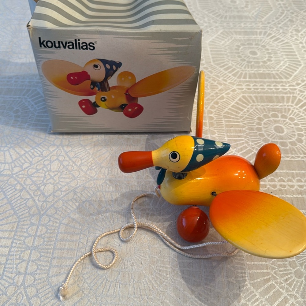 Kouvalias vintage pull toy made in Greece.